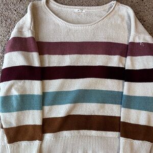 Maurices Cream and Striped Women's Sweater